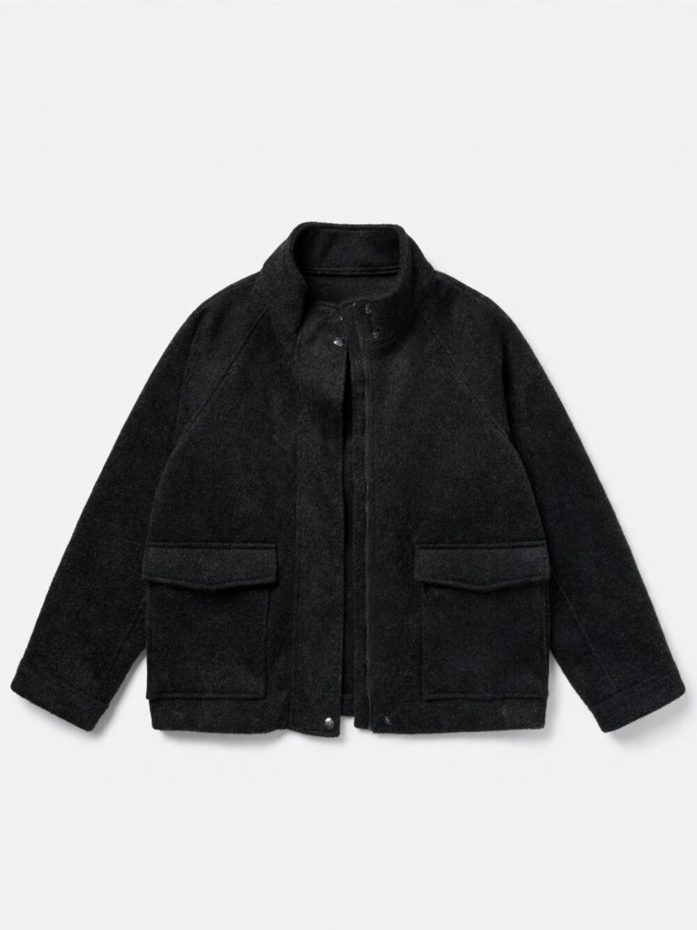 Banana Republic Black Textured Zip Jacket | Stand Collar Snap Buttons | M